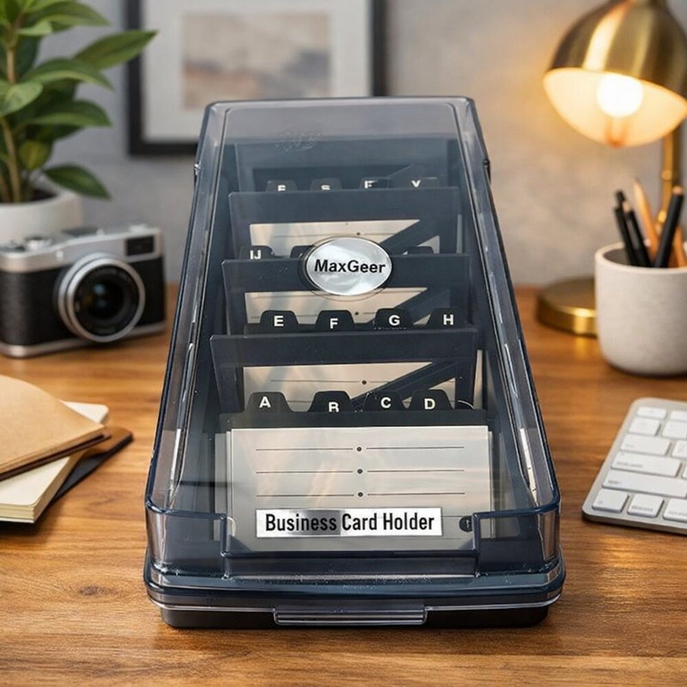 FREE w bundle of 2+ Business Card Organizer Box MaxGear Desk Storage